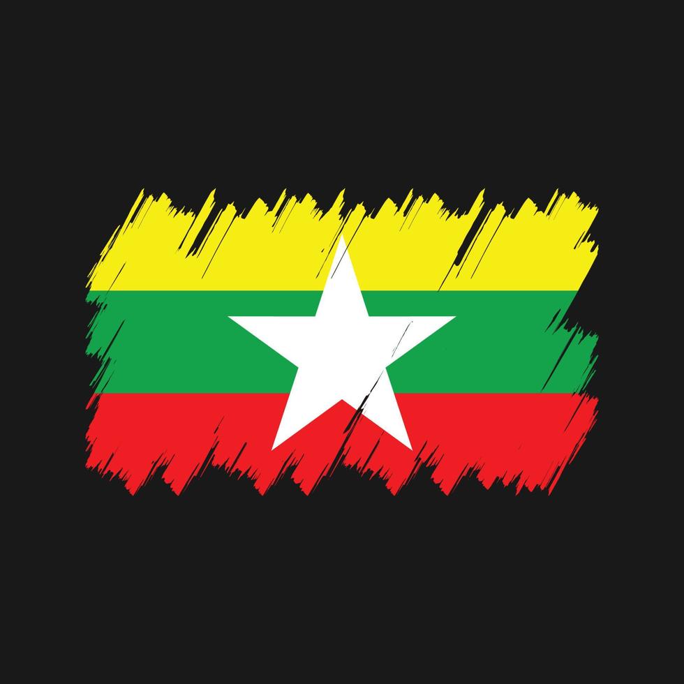 Myanmar Flag Brush Vector. National Flag vector