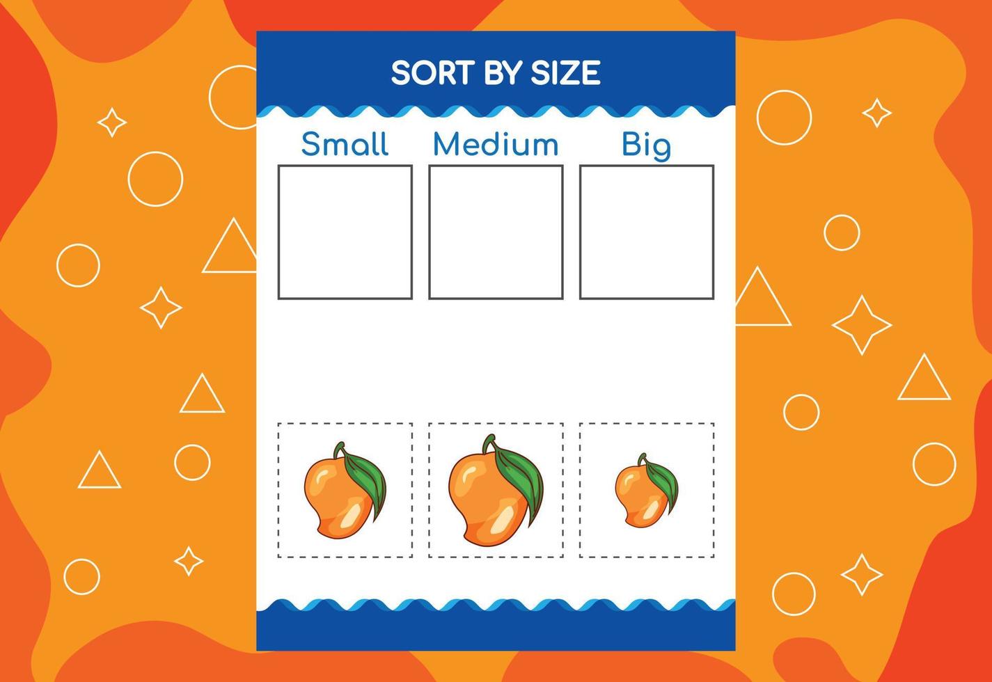 Sort Images By Size With Fruits. Educational Worksheet For Kids 9436381