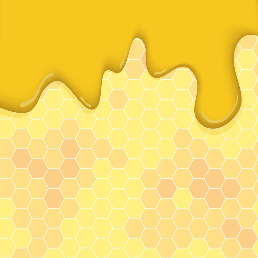 Liquid honey pattern. Honeycombs and honey drops syrup natural yellow seamless vector background. Illustration of honeycomb pattern and yellow honey drip flow