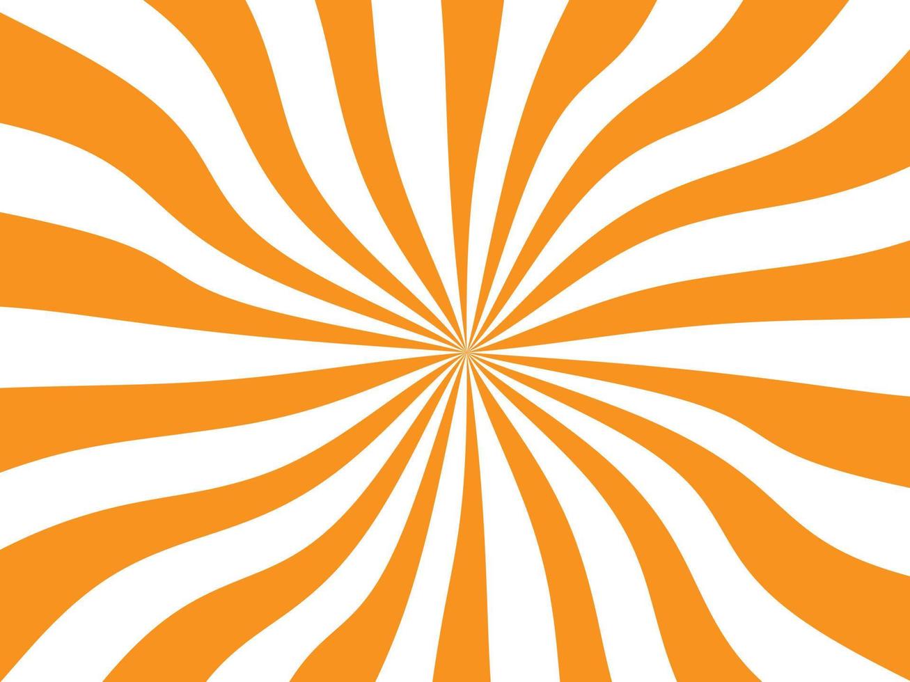 rayos de sol estilo retro vintage sobre fondo naranja y blanco, fondo de patrón de rayos de sol. rayos ilustración de vector de banner de verano.