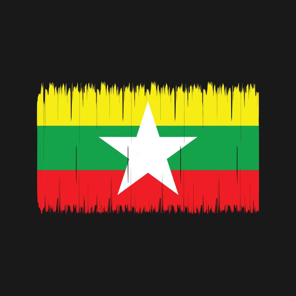 Myanmar Flag Brush. National Flag vector