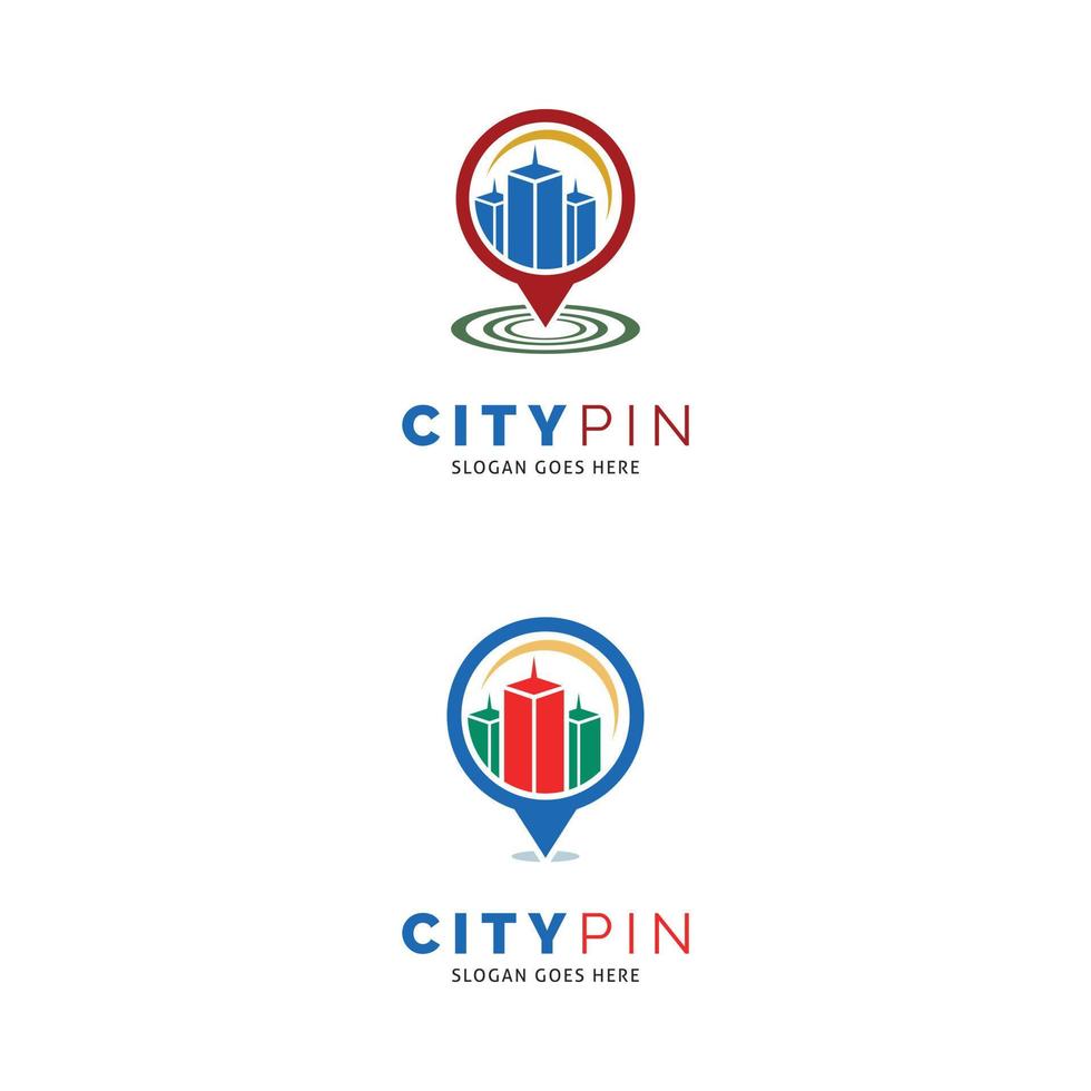 conjunto de ciudad pin icono vector logo plantilla ilustración diseño