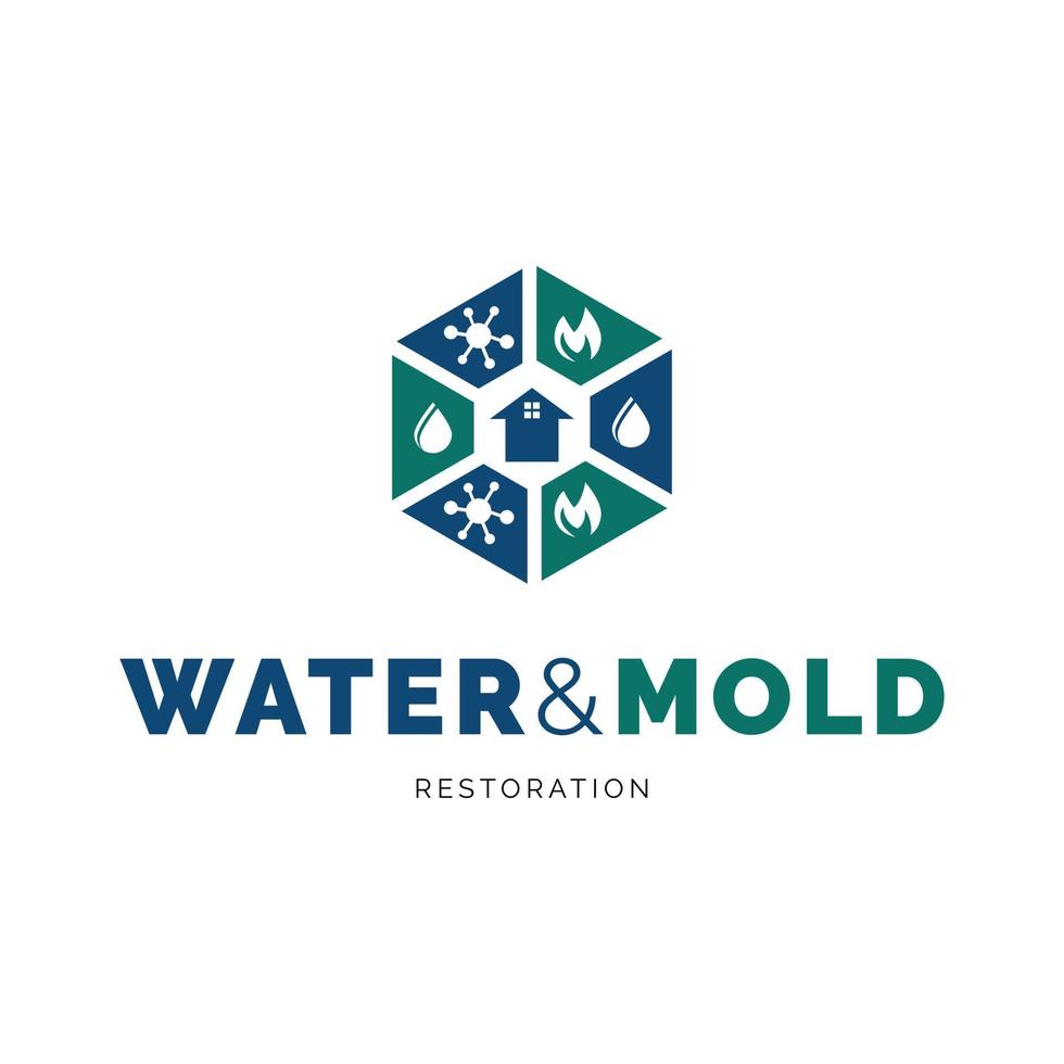 Water mold restoration icon logo design inspiration vector