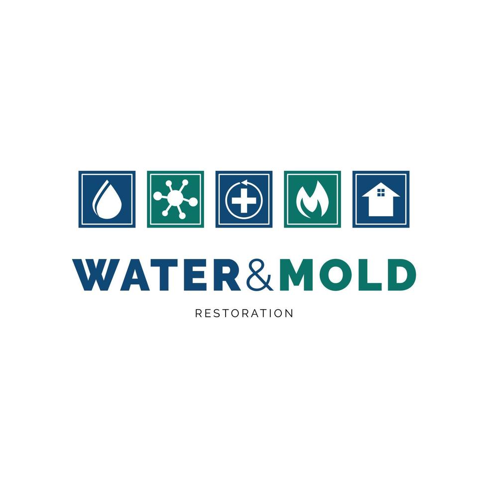 inspiración para el diseño del logotipo del icono de restauración del molde de agua vector