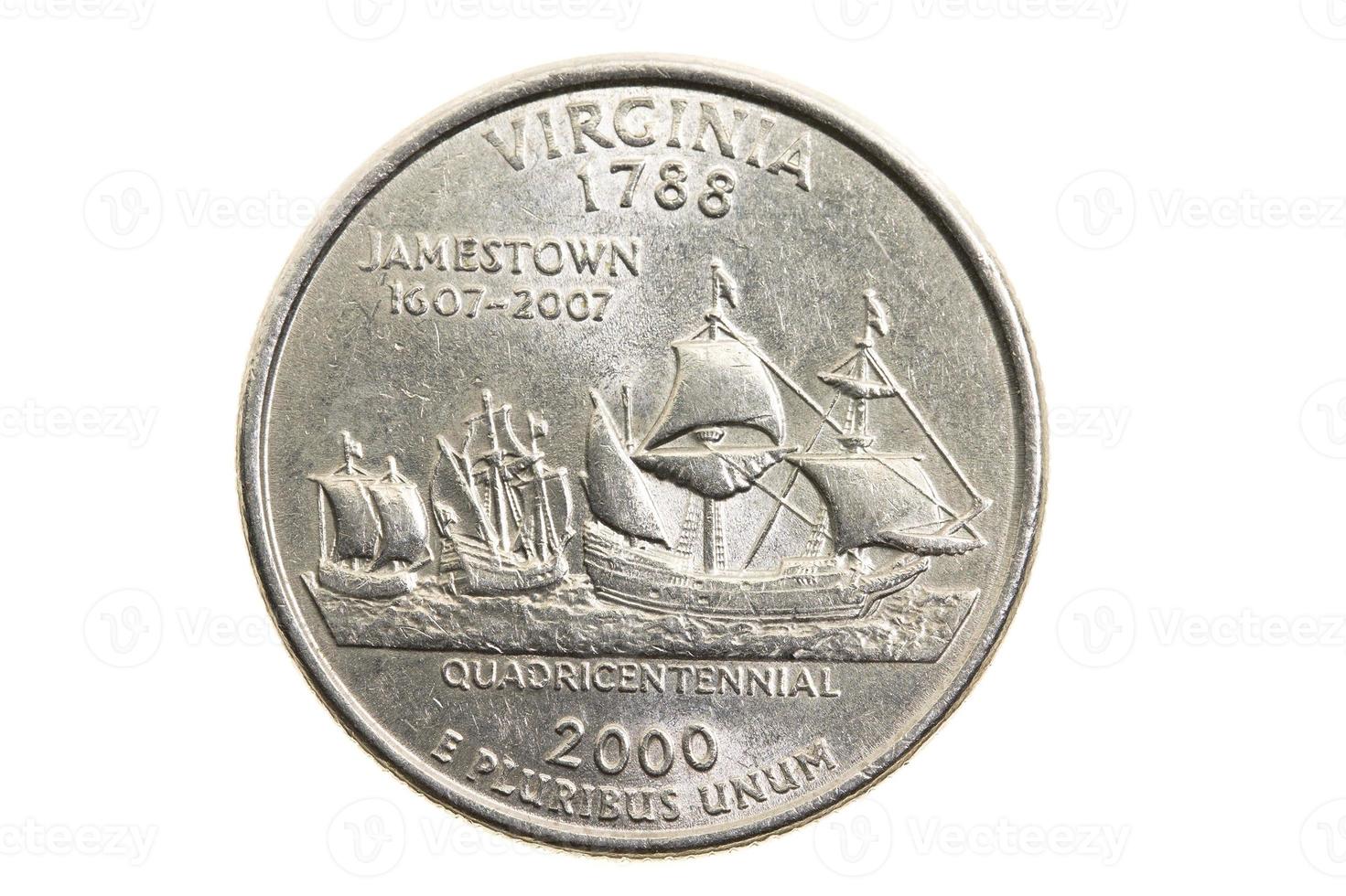 coin in a quarter of the US dollar photo