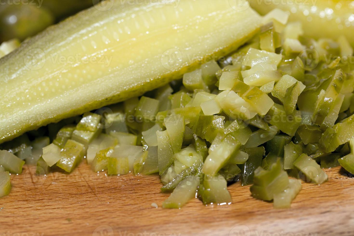 sliced pickled cucumber, close-up photo