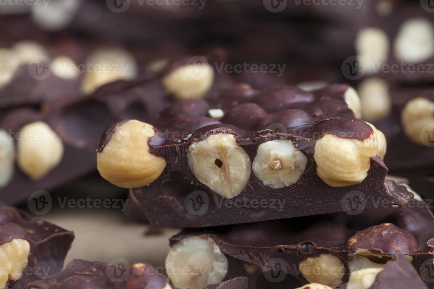 homemade chocolate with lots of cocoa and hazelnuts photo
