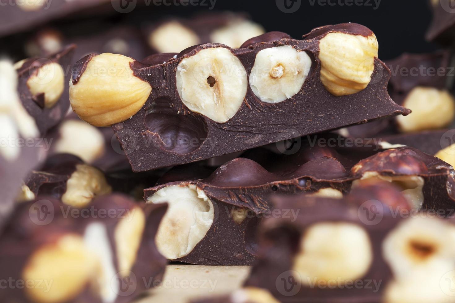 homemade chocolate with lots of cocoa and hazelnuts photo