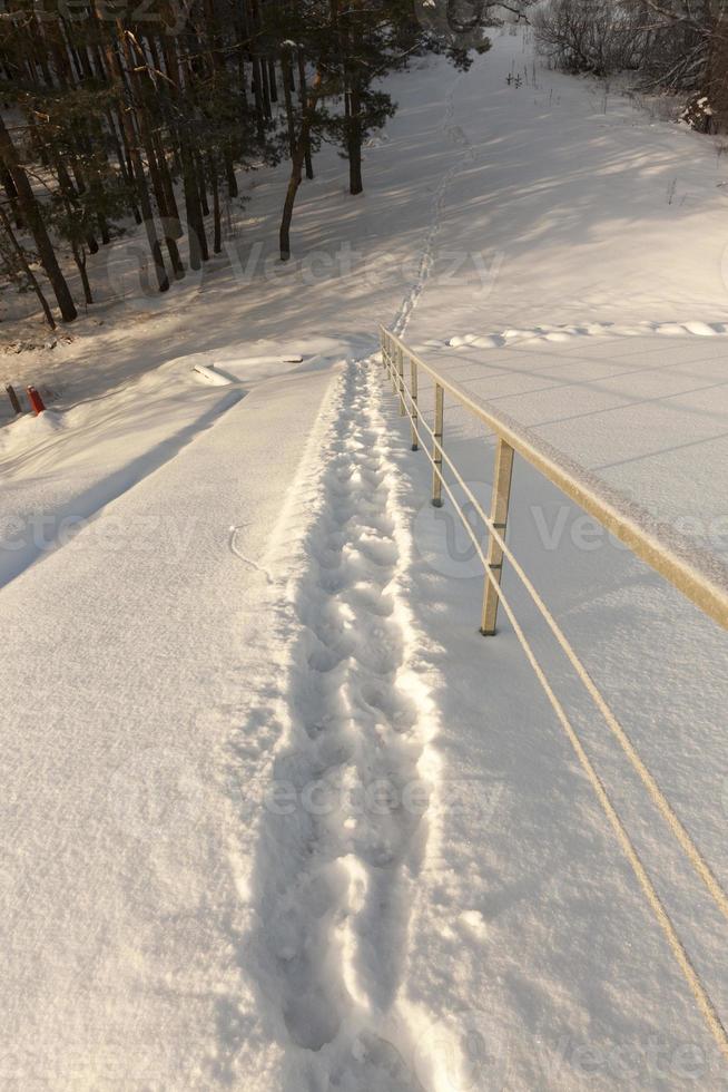 tracks after driving on the road photo