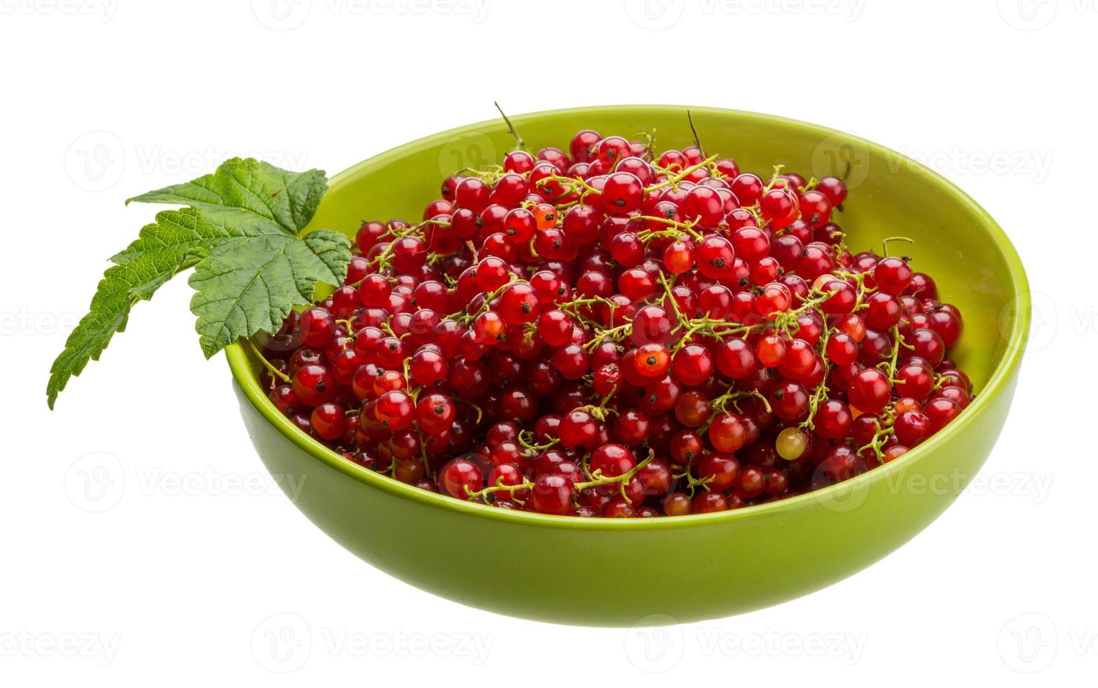 Red currant in a bowl on white background photo