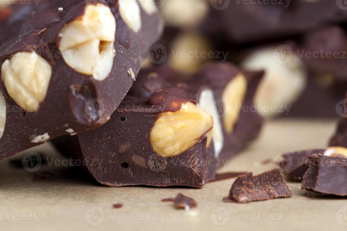 homemade chocolate with lots of cocoa and hazelnuts photo