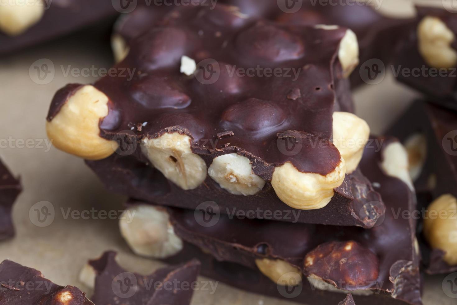 homemade chocolate with lots of cocoa and hazelnuts photo