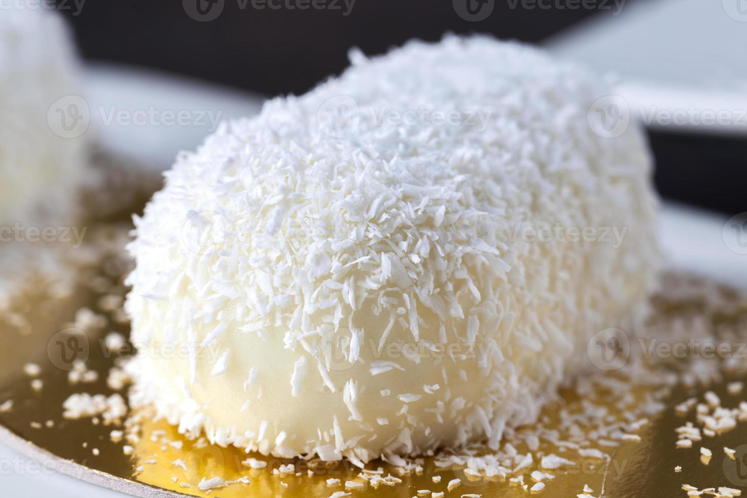 a cake with creamy coconut filling photo