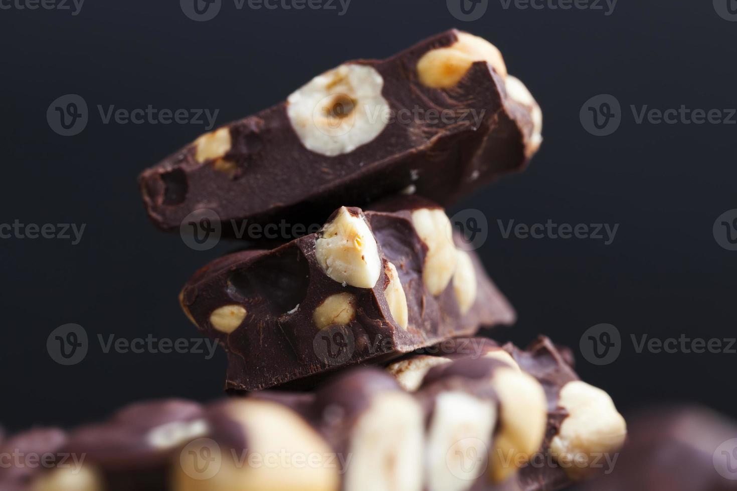 homemade chocolate with lots of cocoa and hazelnuts photo
