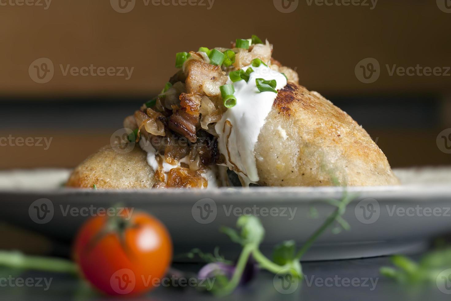 zeppelins made from grated potatoes with minced meat photo