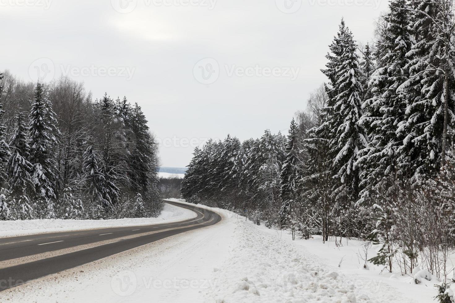 winter paved road for vehicles photo