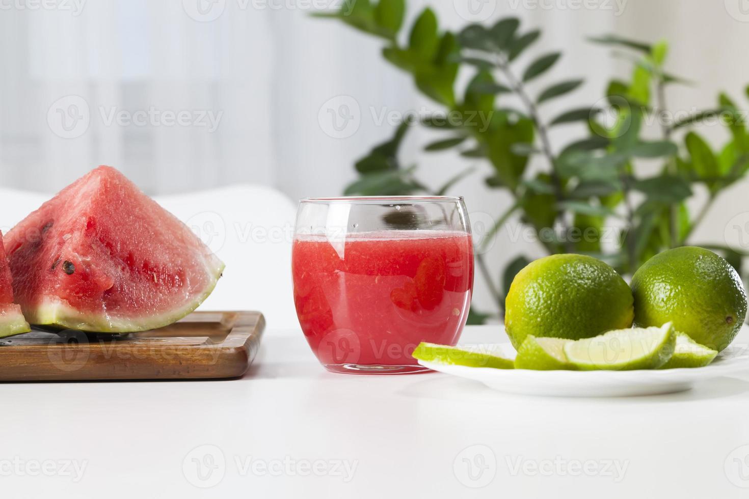 red watermelon juice in a glass photo