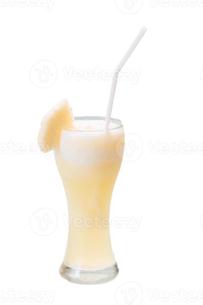 Pineapple juice on white background photo