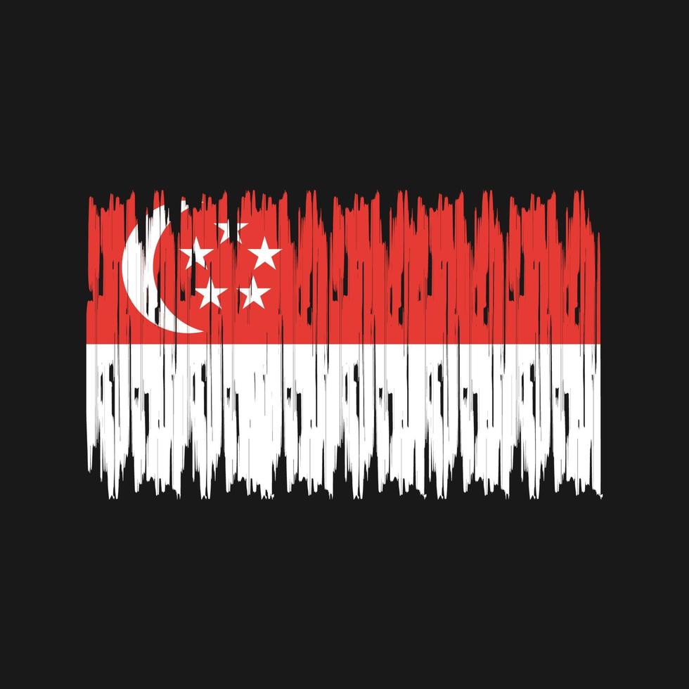 trazos de pincel de bandera de singapur. bandera nacional vector