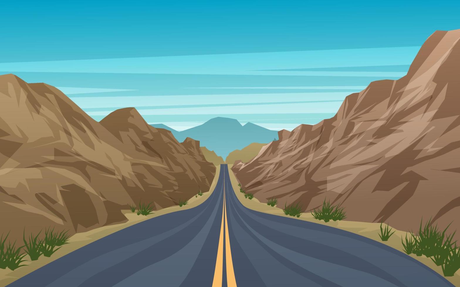 desierto carretera día soleado paisaje vector