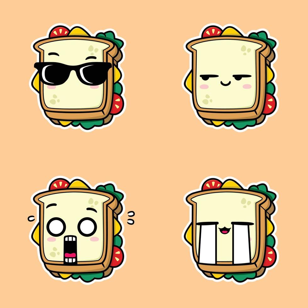 ilustración vectorial de emoji lindo sándwich vector