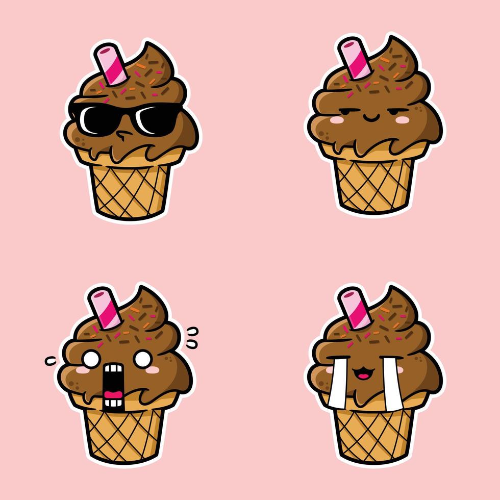 vector illustration of cute ice cream emoji 9444565 Vector Art at Vecteezy