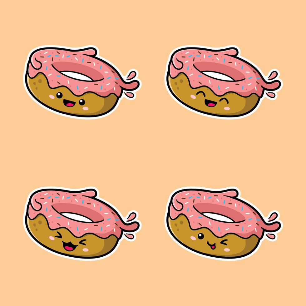 vector illustration of cute donut emoji
