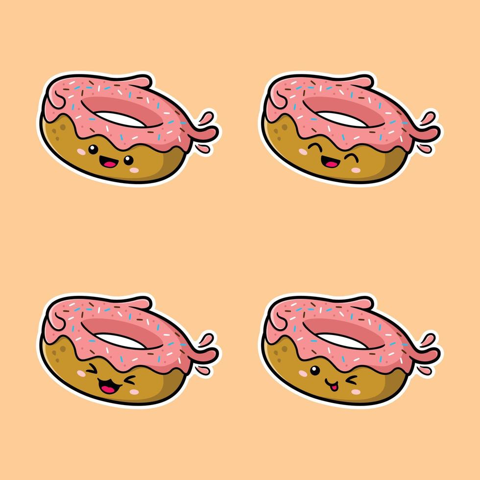 ilustración vectorial de donut lindo emoji vector