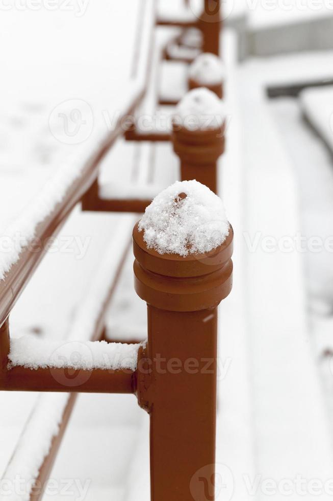 Metal railing, winter photo
