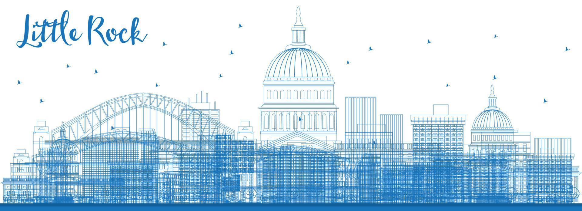 Outline Little Rock Skyline with Blue Buildings. vector