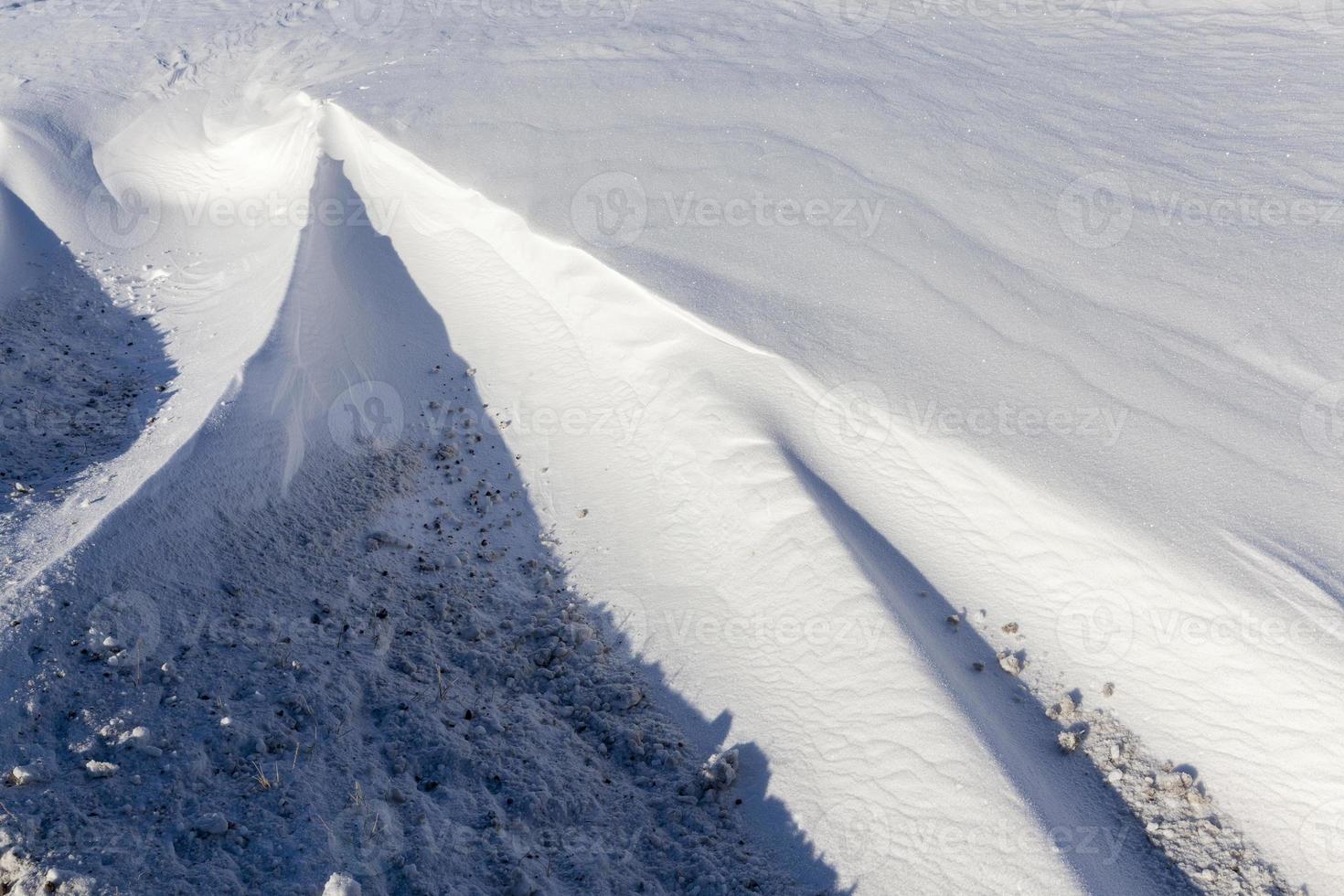 Snow near the road photo