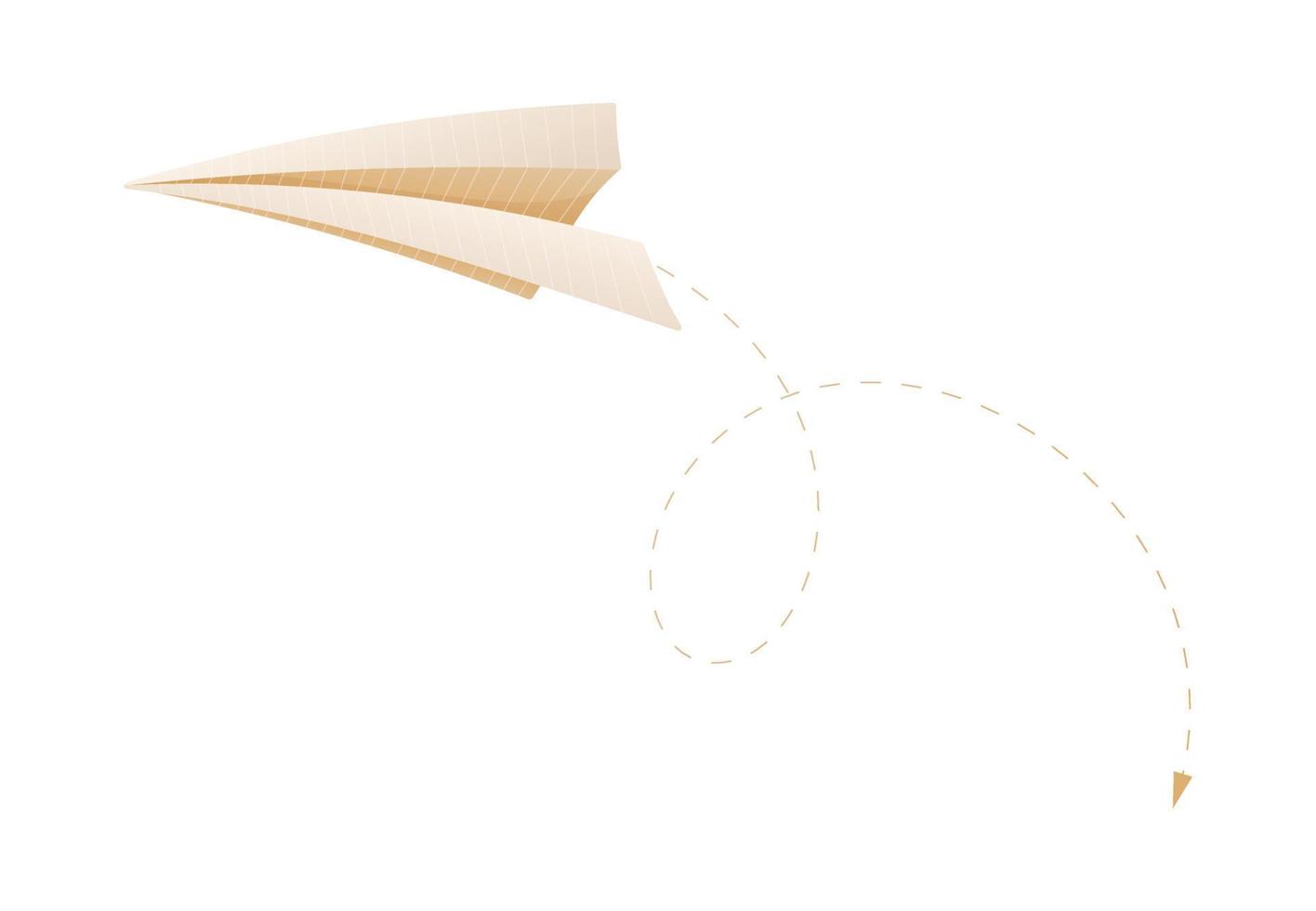 Vector illustration of a flying paper plane, path or direction of the dotted line with an arrow. Travel and flight concept.