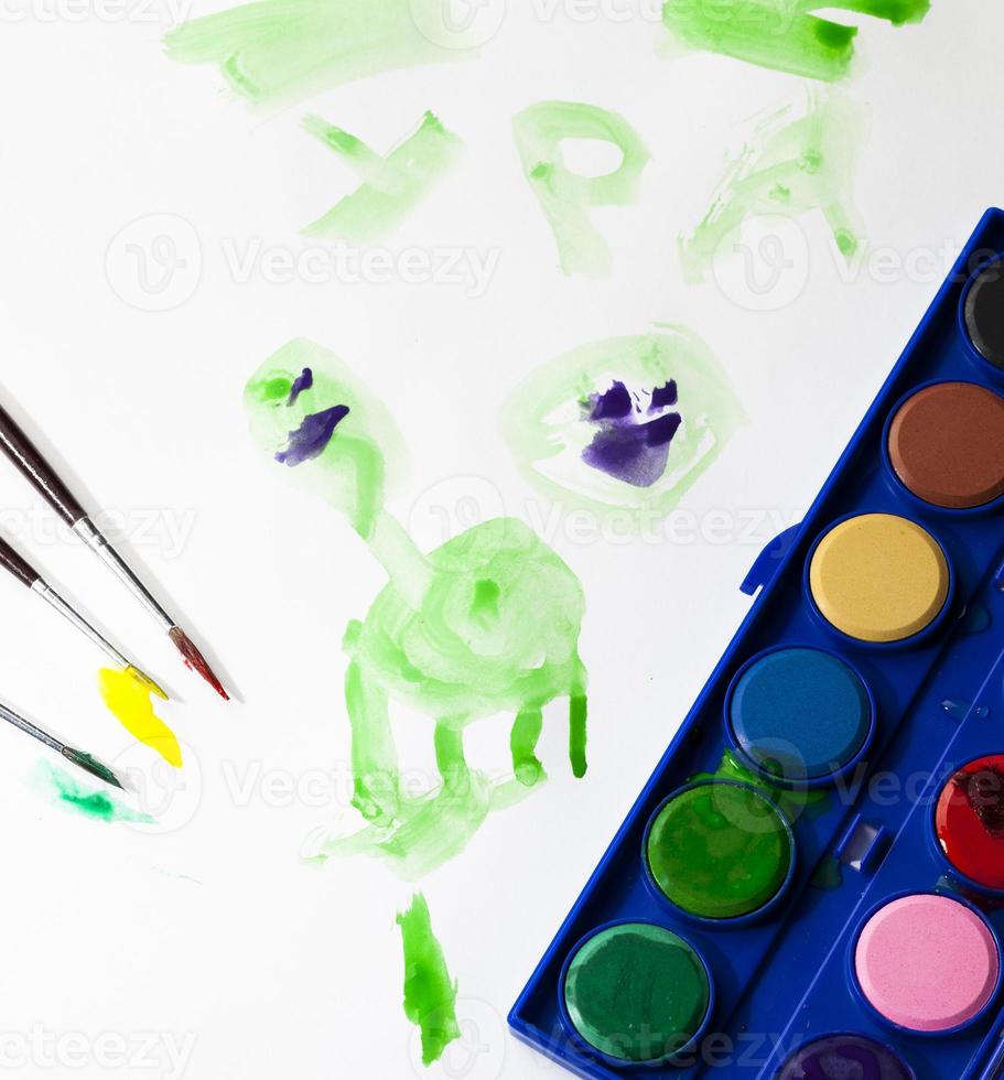 creative process of drawing by mixing different colors photo