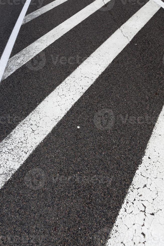 paved road with white road markings for transport management photo