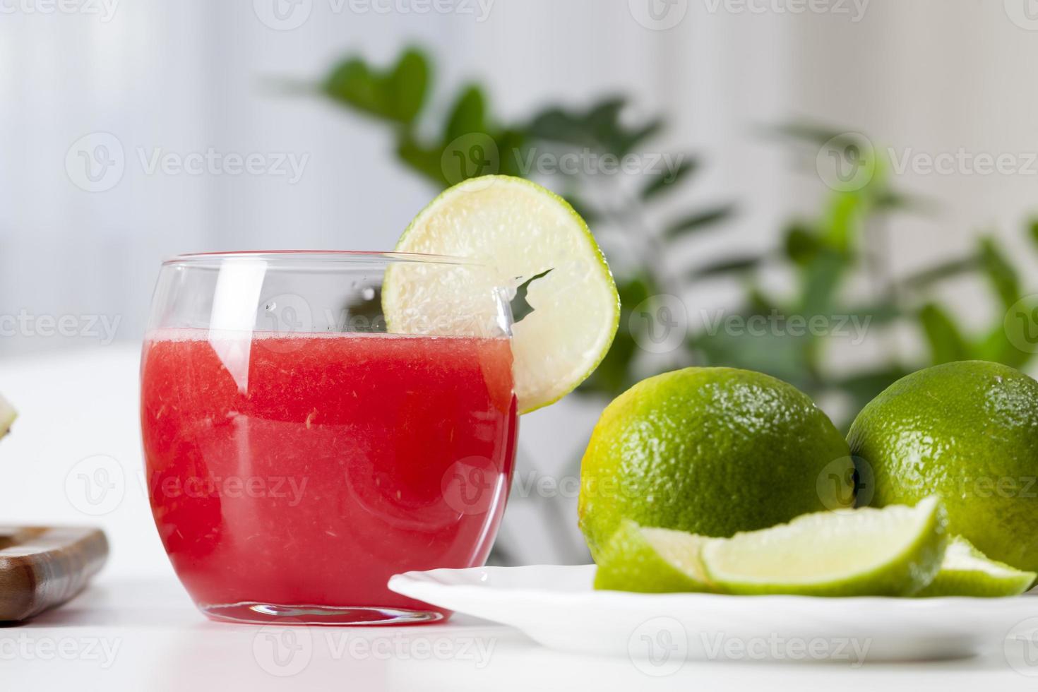 red watermelon juice in a glass photo