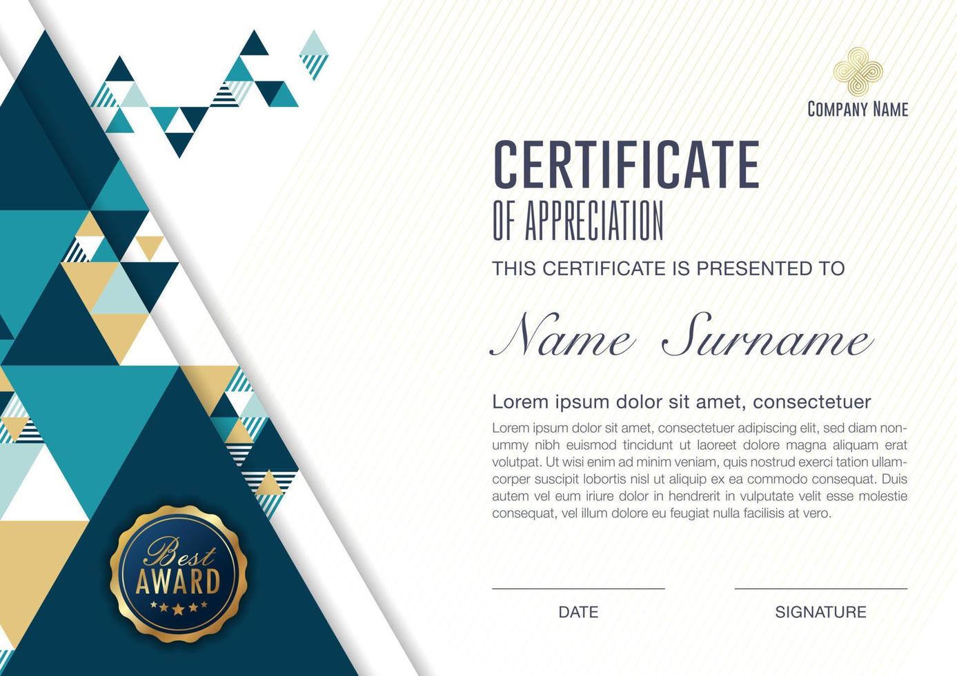 certificate template with luxury and modern pattern, Vector illustration