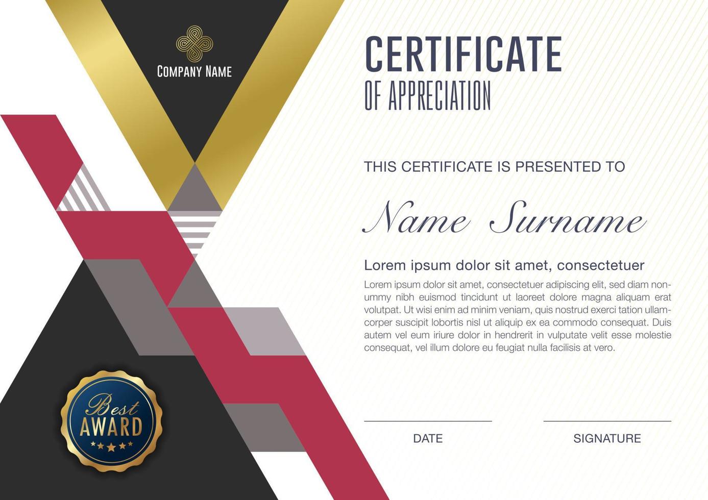 certificate template with luxury and modern pattern, Vector illustration