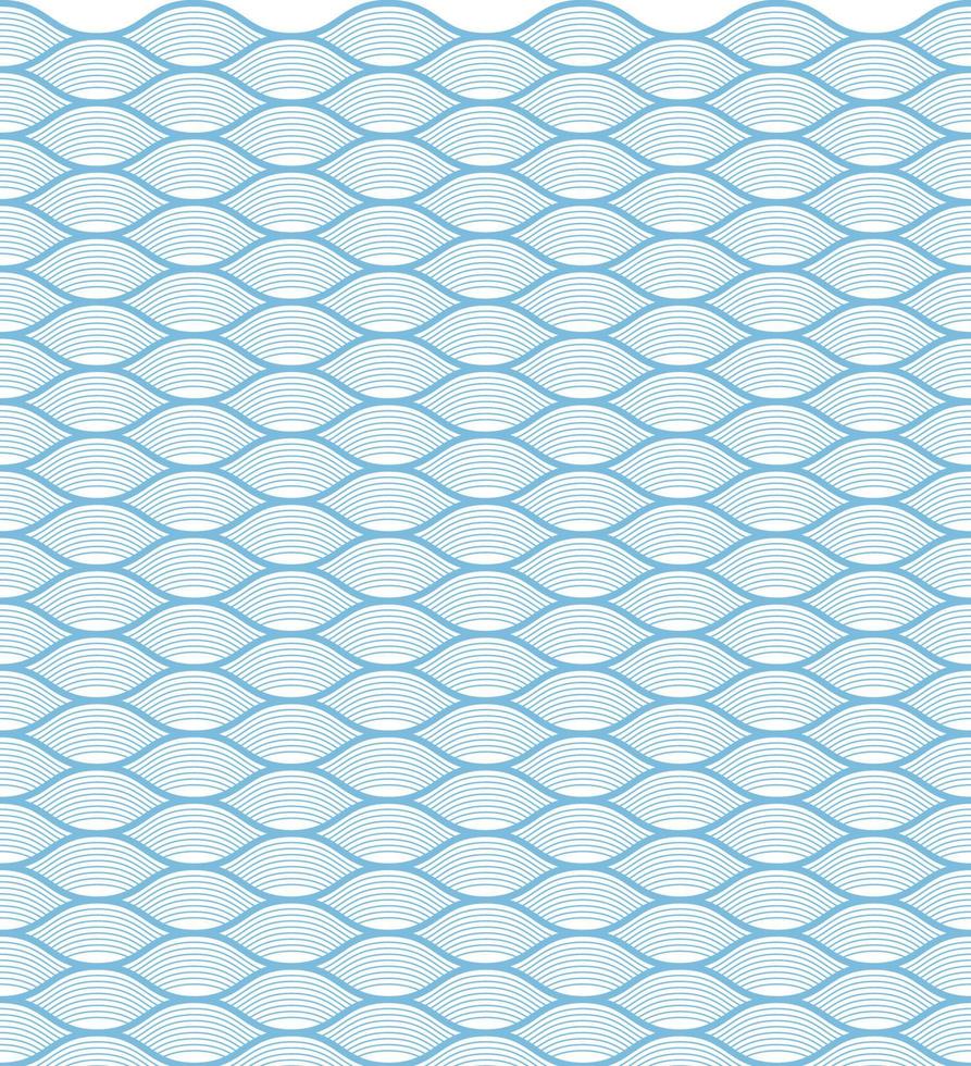 blue seamless wave pattern, linear design - vector illustration