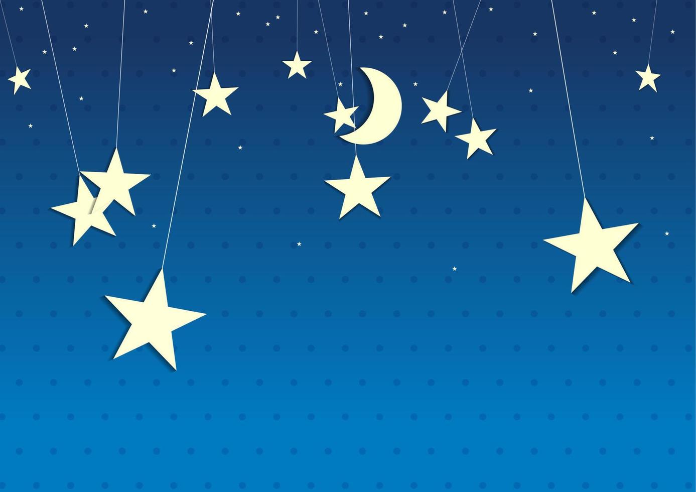moon and stars cute paper design vector