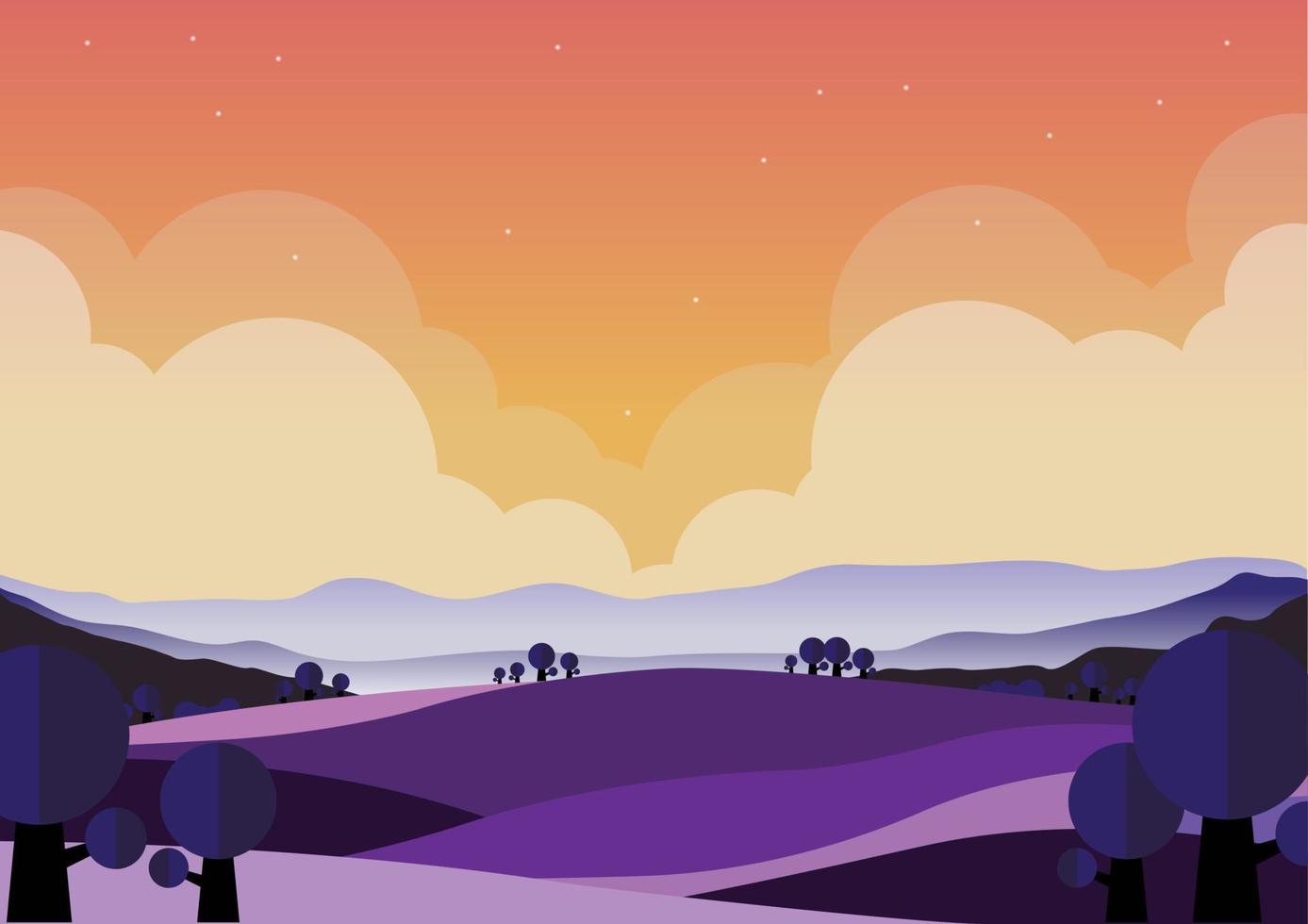 paisaje crepúsculo fondo vector