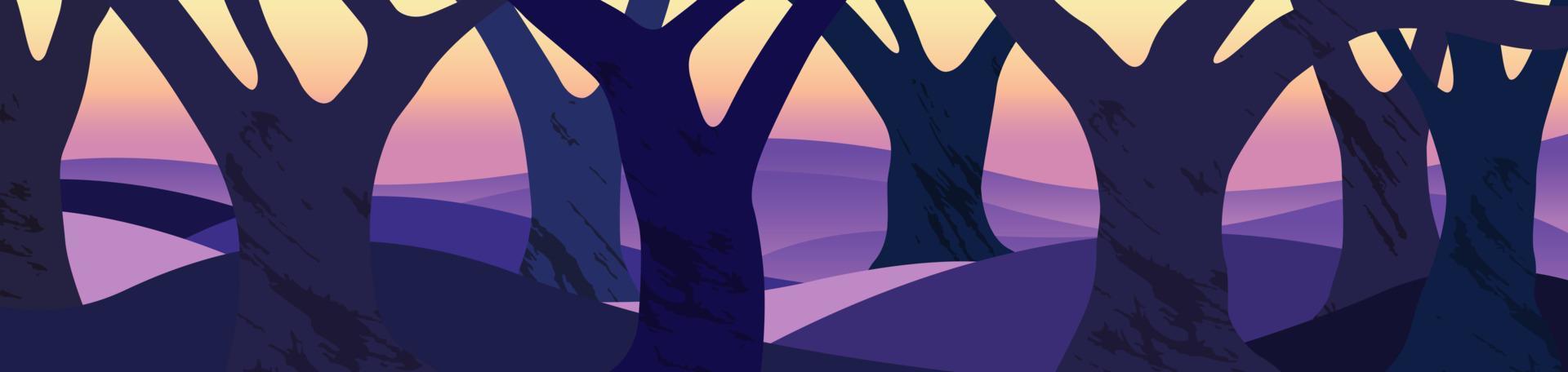 landscape trees twillight vector