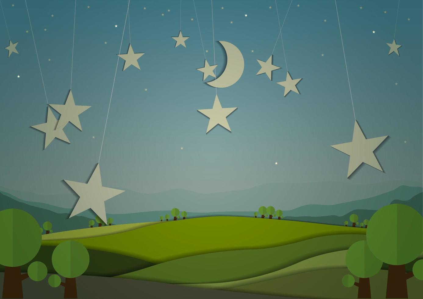 landscape paper night 2 vector