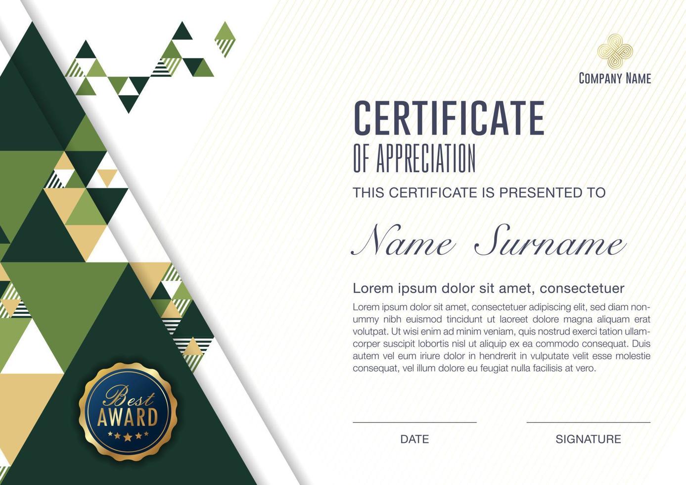 certificate template with luxury and modern pattern, Vector illustration