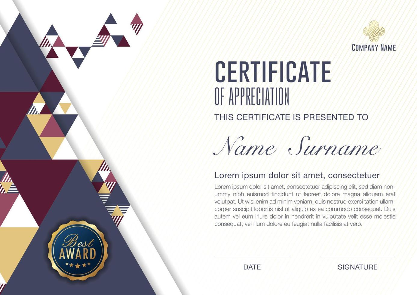 certificate template with luxury and modern pattern, Vector illustration