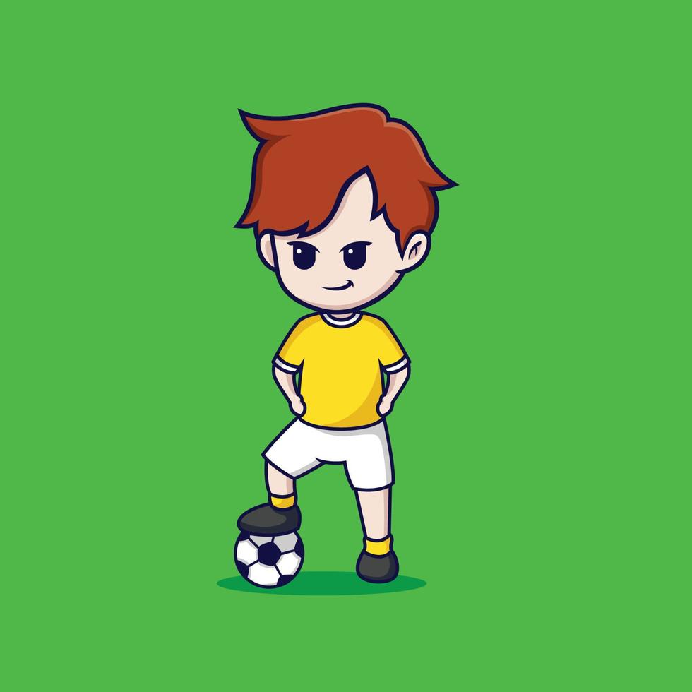 cute boy playing ball cartoon free vector illustration