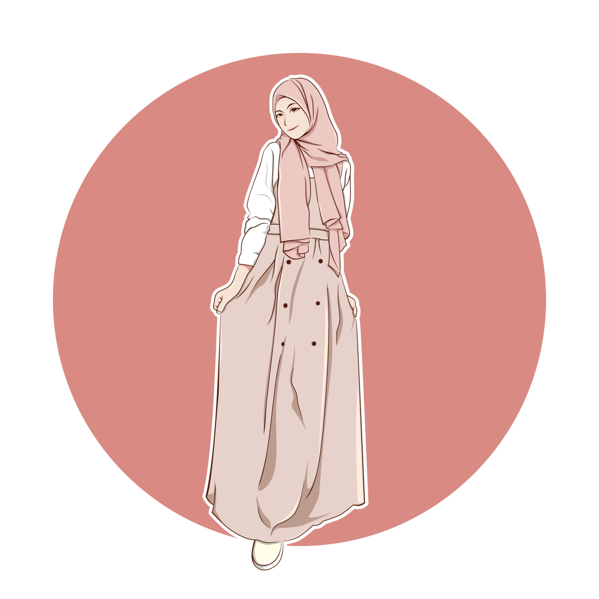 Hijab girl cartoon potrait free vector 9447564 Vector Art at Vecteezy