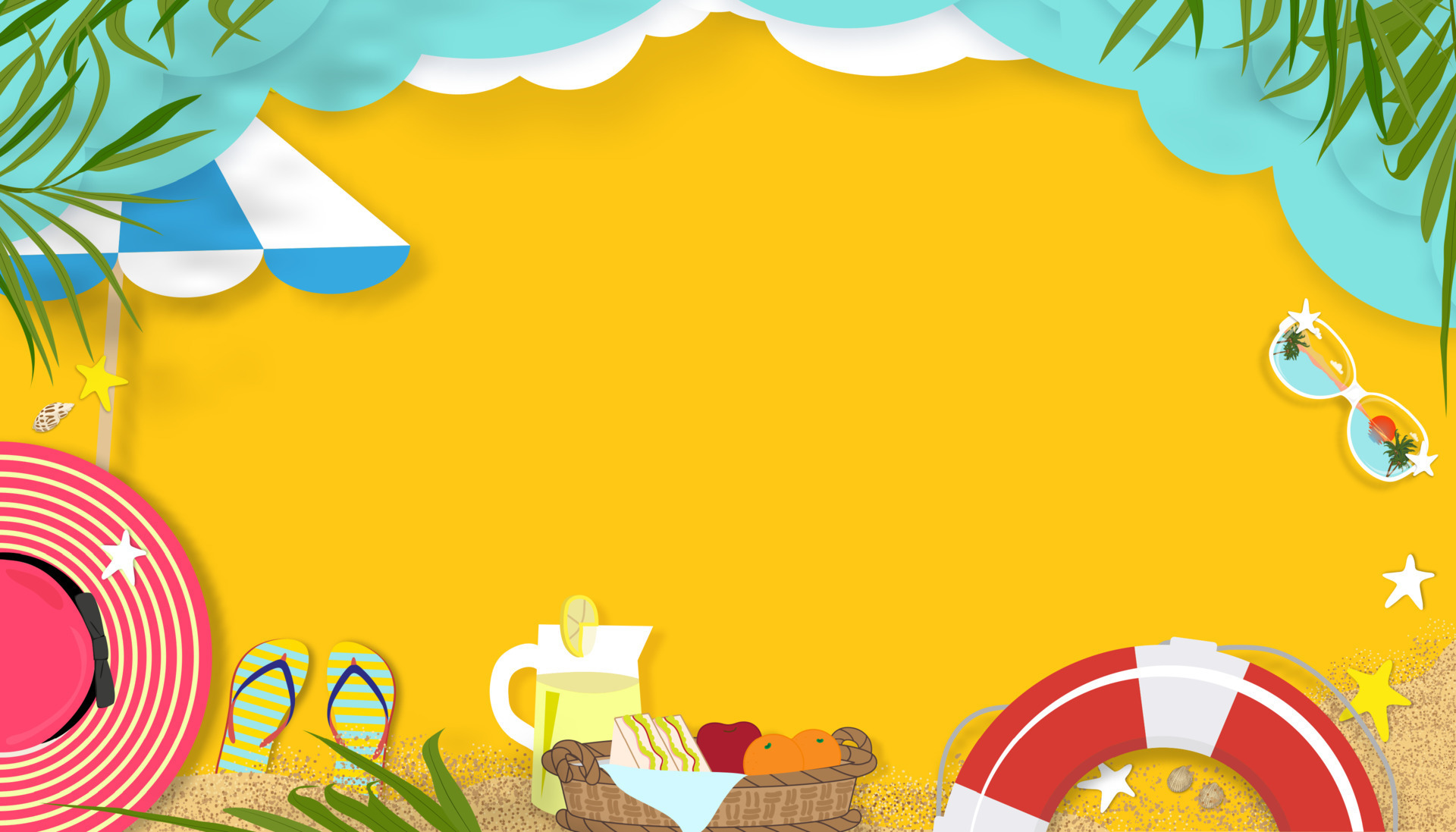 Summer backdrop with beach vacation holiday theme with copy space on