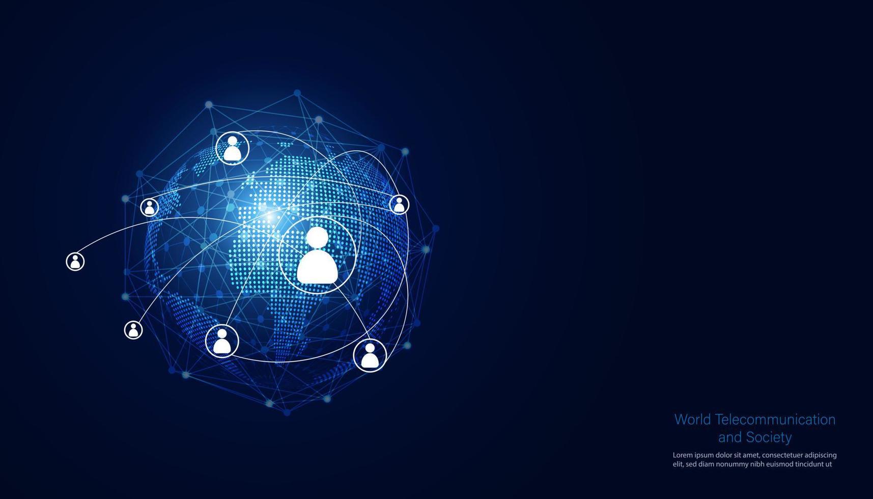 tecnología abstracta comunicación internet sin fronteras 5g internet de las cosas comunicación entre personas, negocios, red en un fondo moderno futurista digital vector