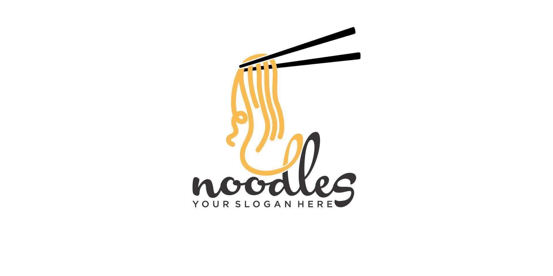 Noodle Vector Logo Illustration. Noodle style a modern