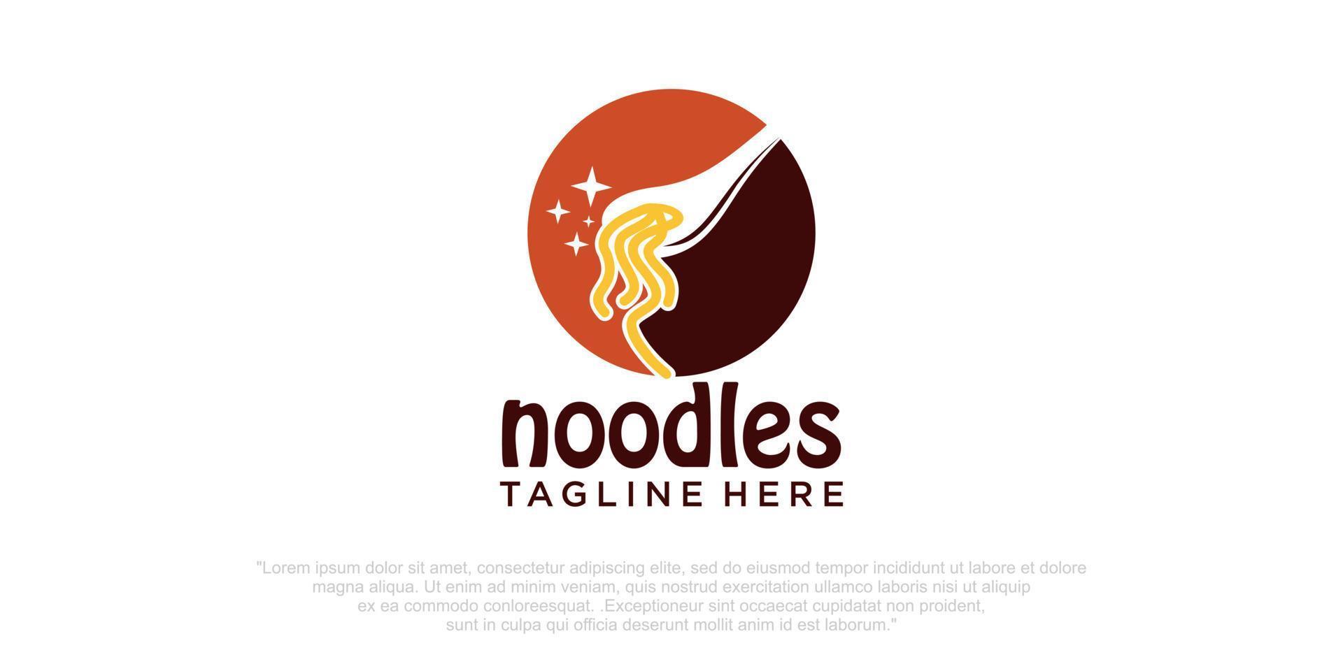 Noodle Vector Logo Illustration. Noodle style a modern